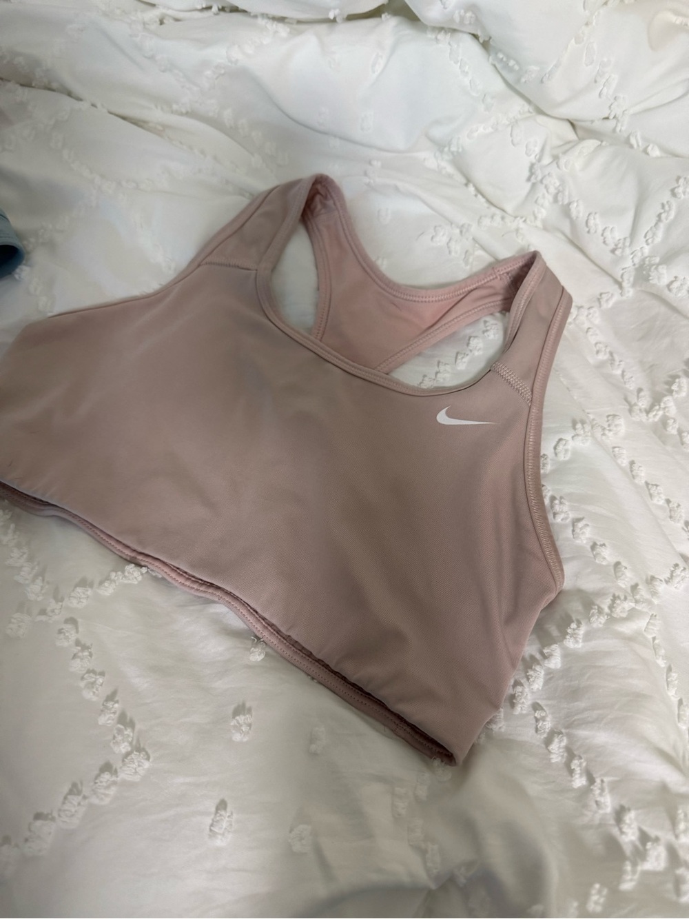 Nike light pink Racerback Sports Bra with Swoosh
